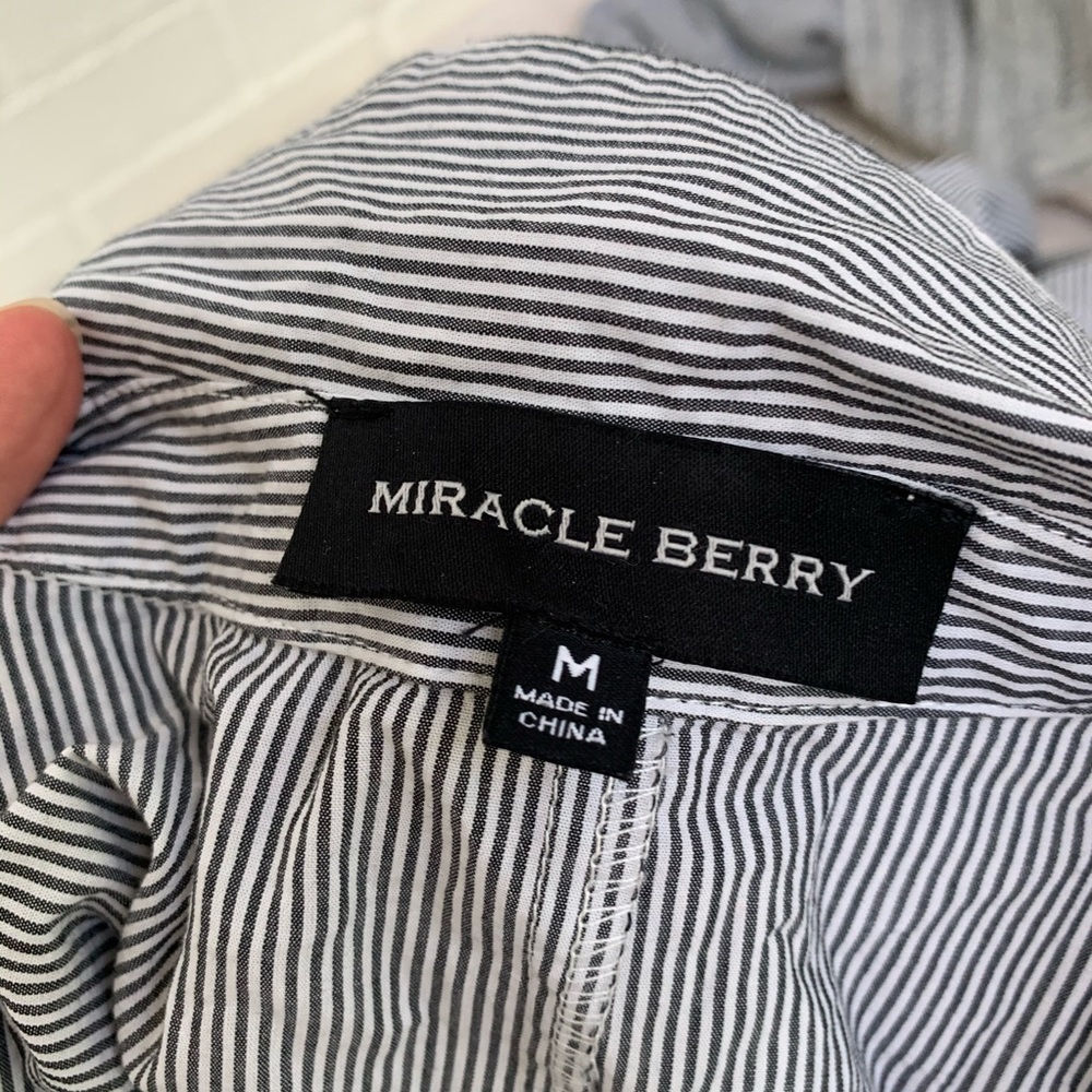 Miracle Berry Button Collared Striped Sheath Dress - image 3